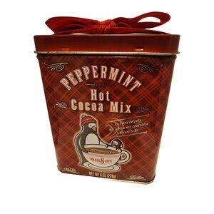 Vintage Christmas Tin Peppermint Hot Coca  Collectible Advertising Container